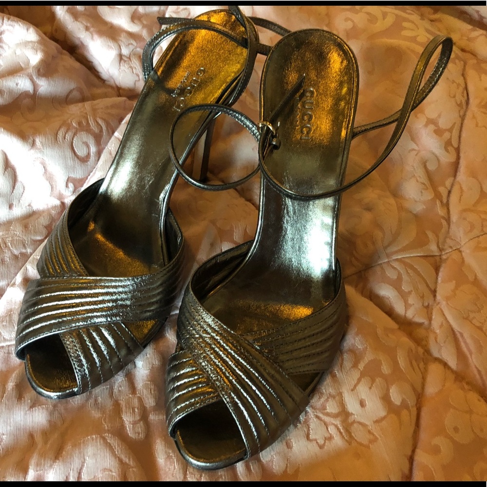 Gucci silver evening sandals